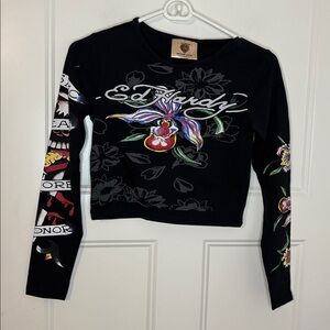 Ed Hardy Orchid ‘Death Before Dishonor’ Long-Sleeve Baby Tee